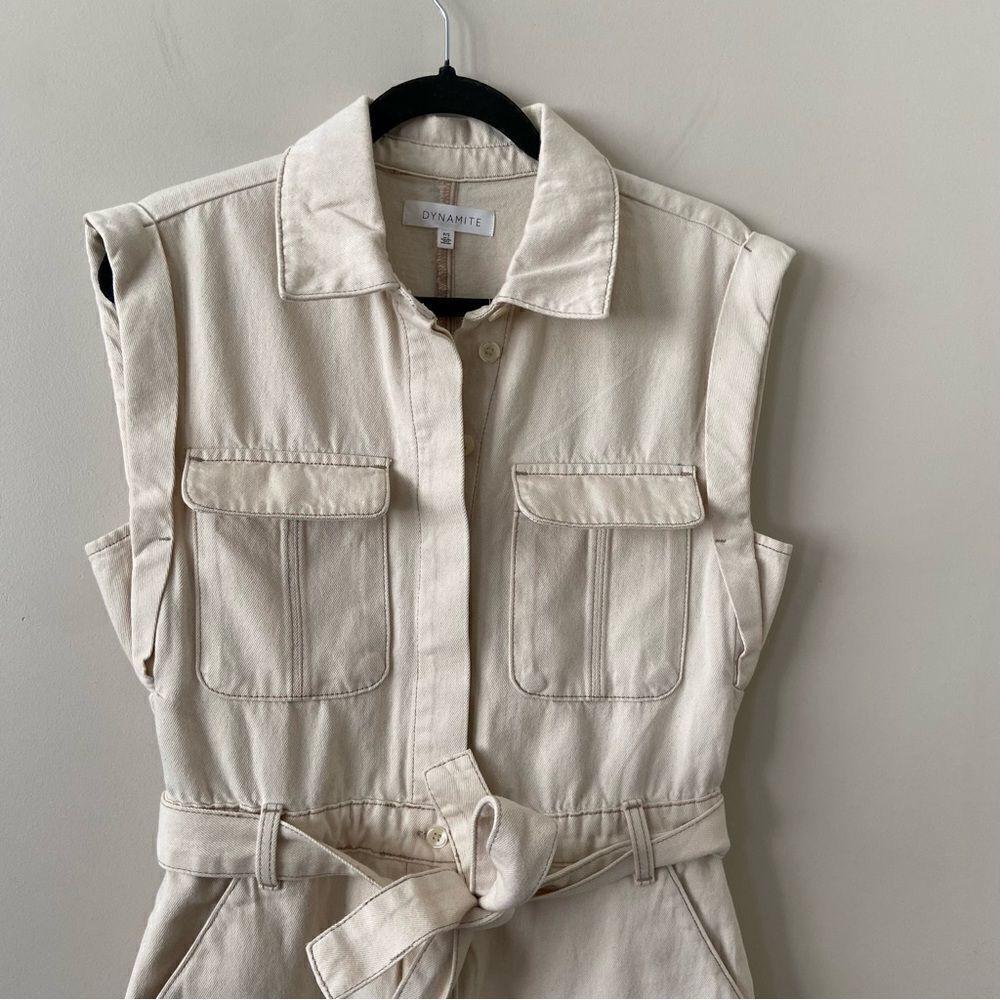 DYNAMITE-SLEEVELESS Denim 100% Cotton Romper - Picture 6 of 14